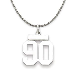 Sterling Silver Athletic Lg Polished Number 90 Necklace - 26 Inch